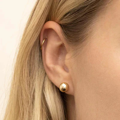 Ball Stud Earrings | White Gold