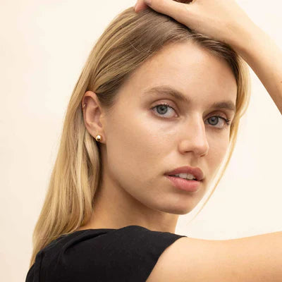 Ball Stud Earrings | White Gold