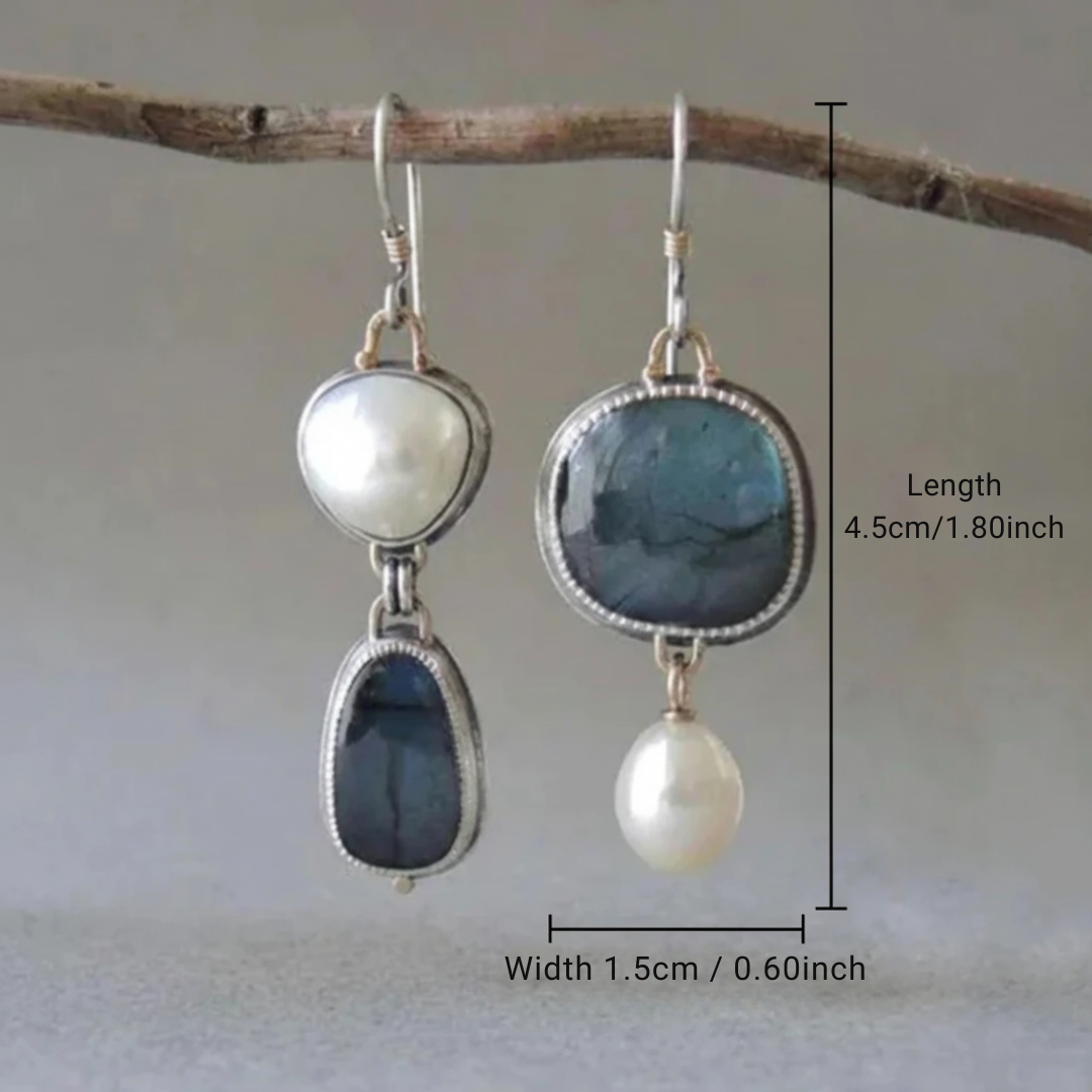 Vintage earrings with blue stone & pearl