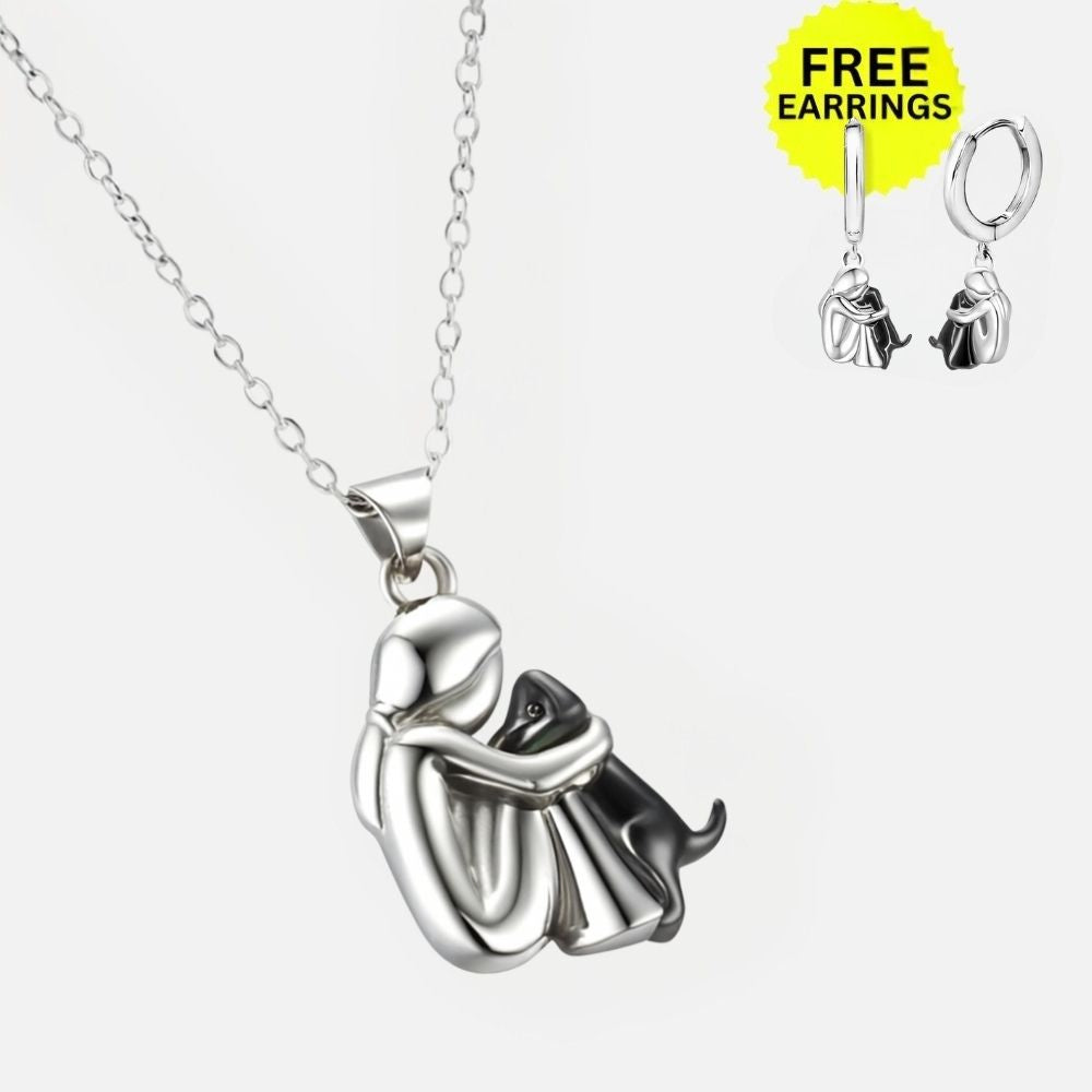Hug Pendant Necklace with Bonus Earrings - Limited Time Offer