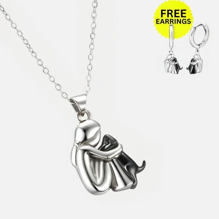 Hug Pendant Necklace with Bonus Earrings - Limited Time Offer