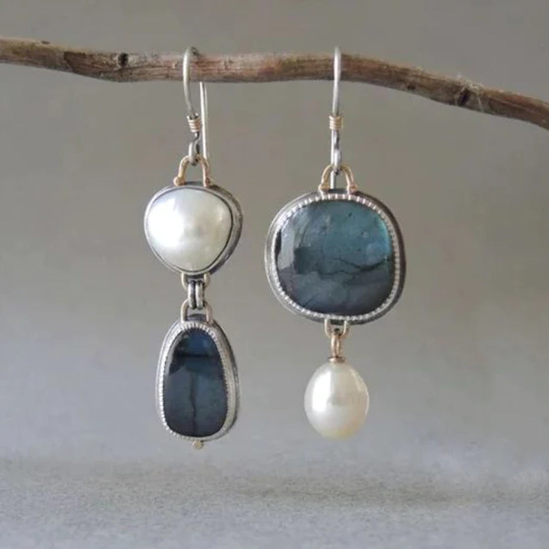 Elegant blue pearl earrings