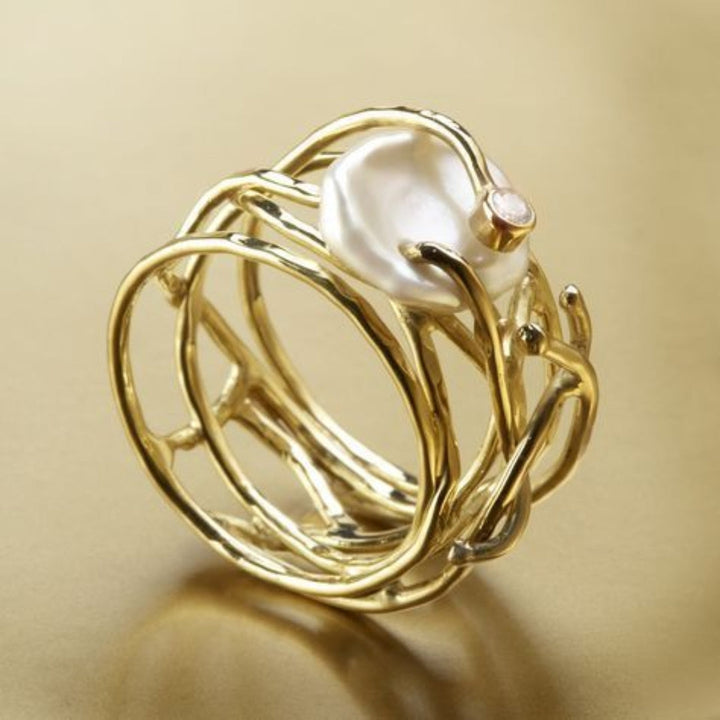 Samira - Thin Gold Beaded Ring