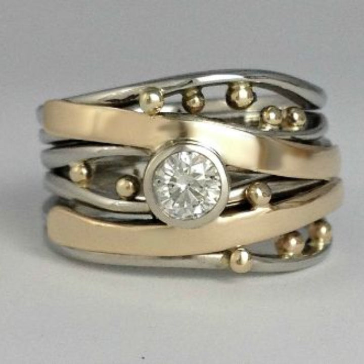 Royal - Vintage Gold Ring with Set Cubic Zirconia