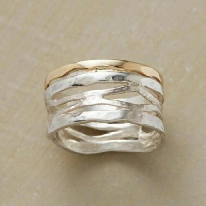 Vintage hollow gold & silver ring
