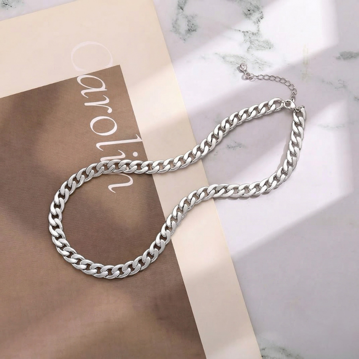 Solid Cuban Curb Chain | White Gold