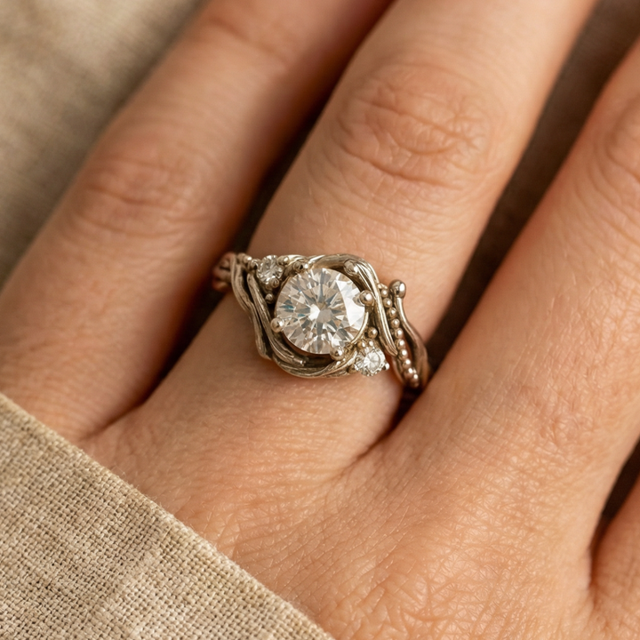 Elegant Silver Branch Ring with Cubic Zirconia