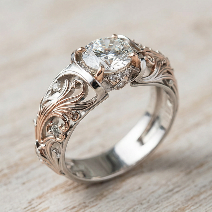 Exotic silver ring with crystal