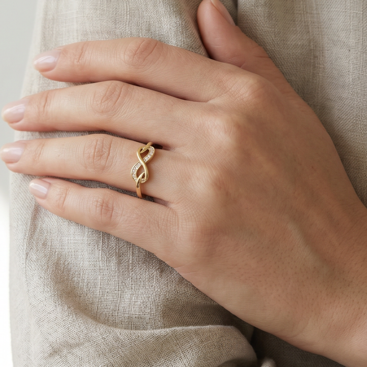 Infinity Gold Ring with Chain