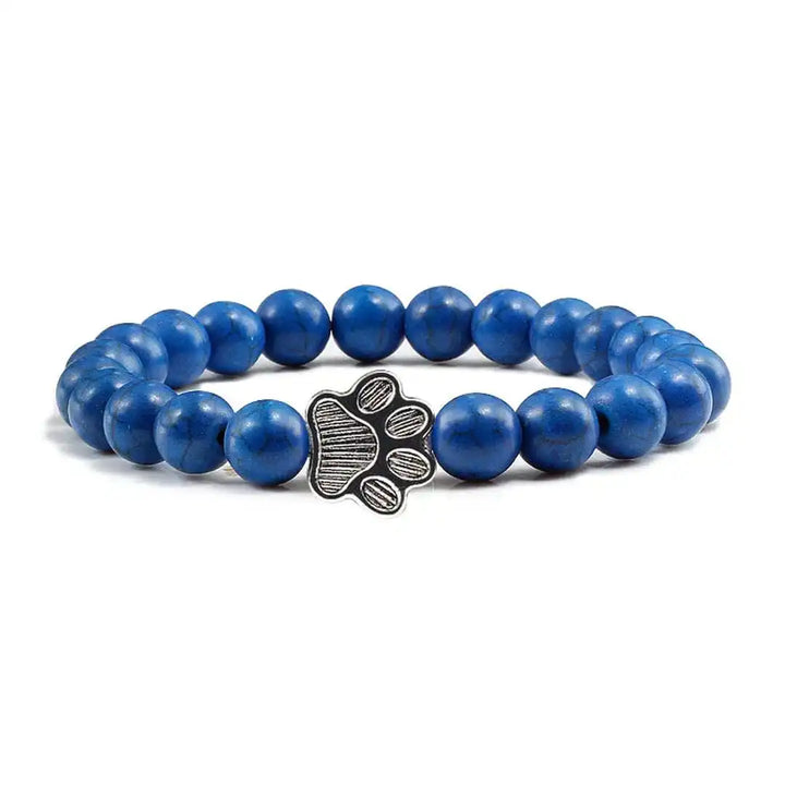 Beaded Paw Bracelet in Natural Stone Design