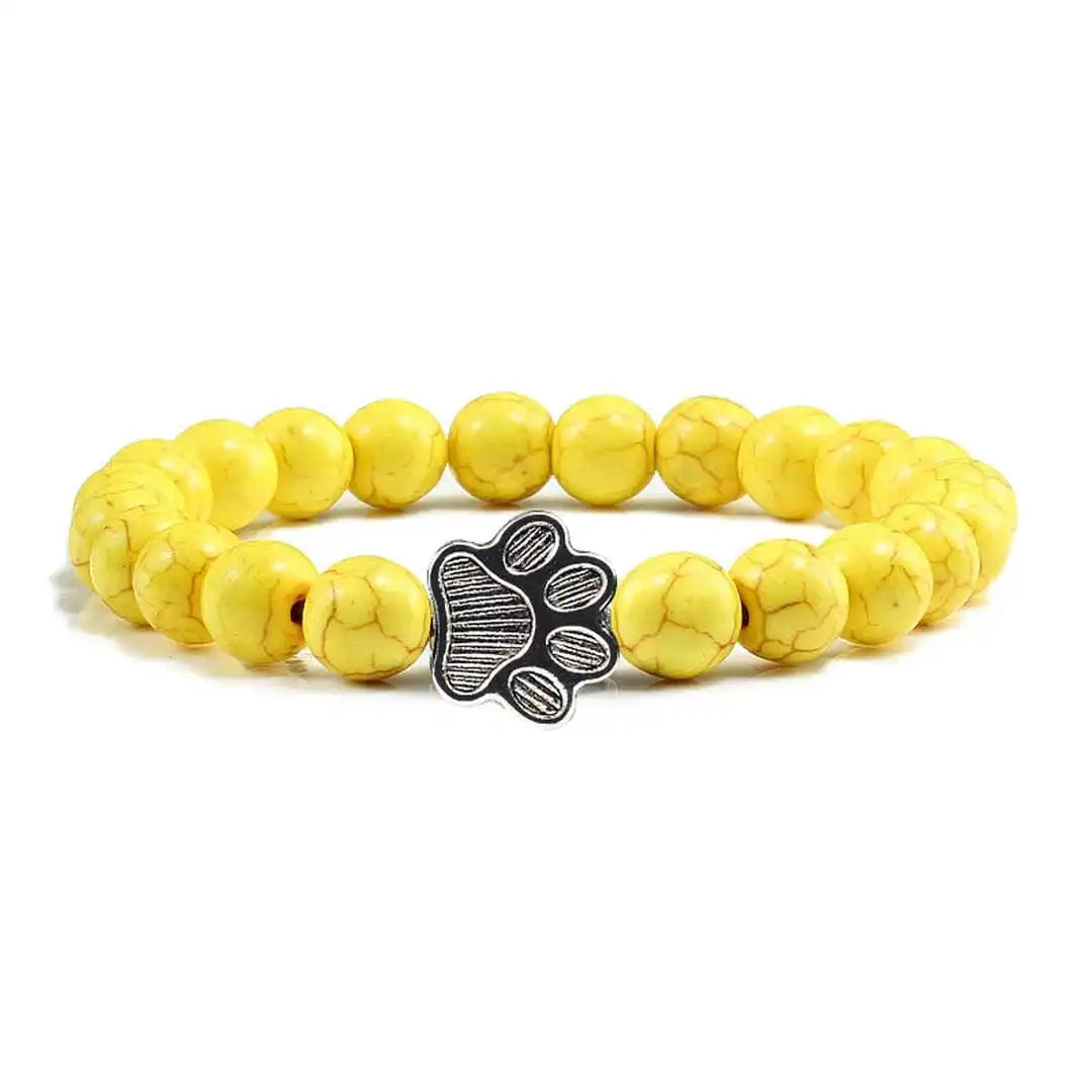 Beaded Paw Bracelet in Natural Stone Design