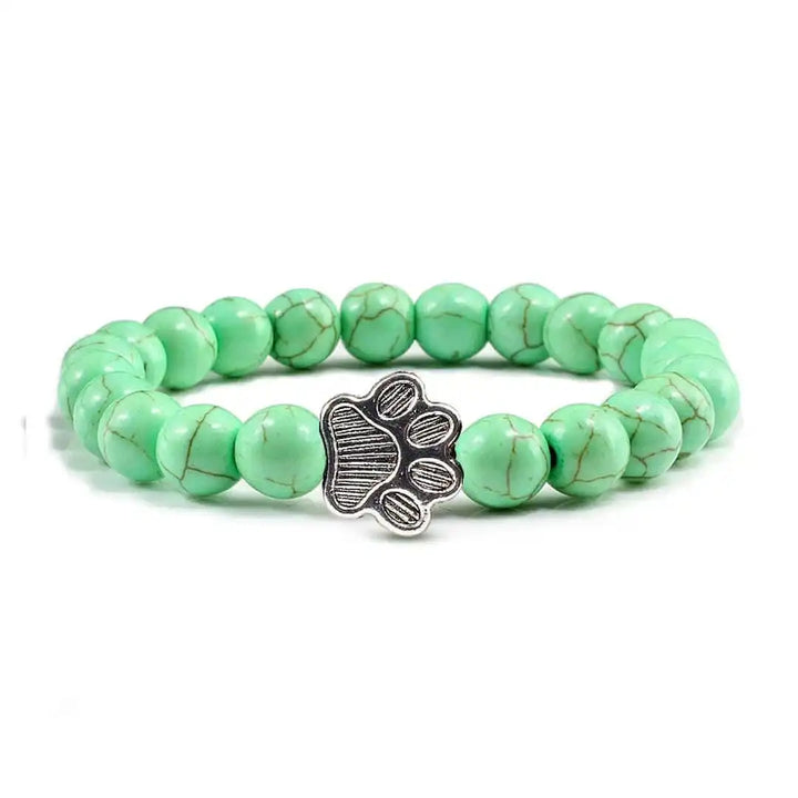 Beaded Paw Bracelet in Natural Stone Design