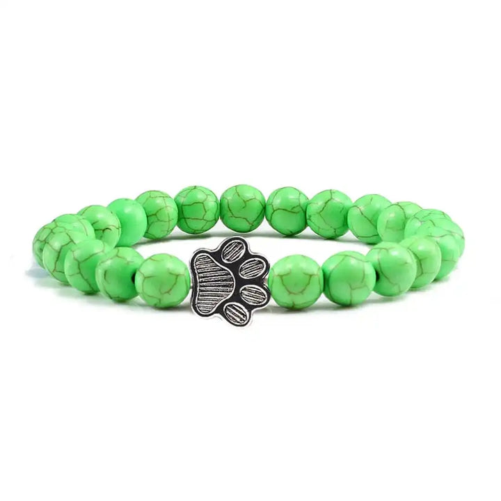 Beaded Paw Bracelet in Natural Stone Design