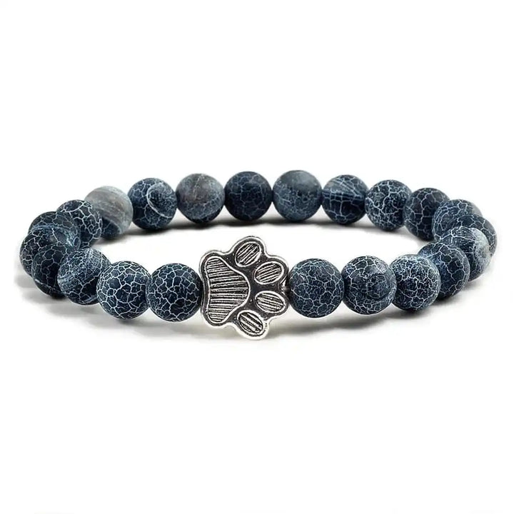 Beaded Paw Bracelet in Natural Stone Design