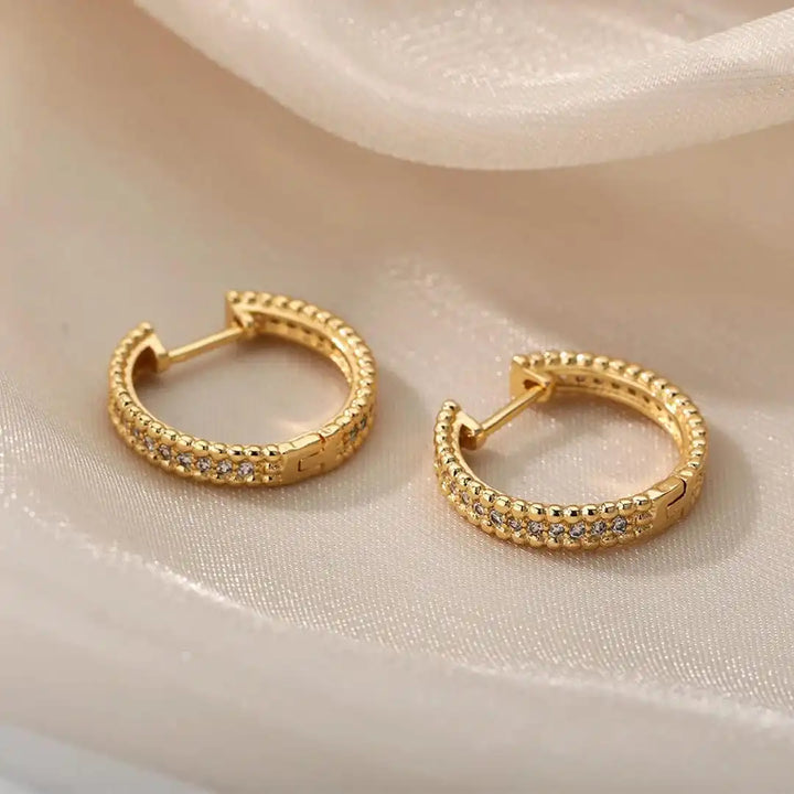 Crystal-Embellished Hoop Earrings