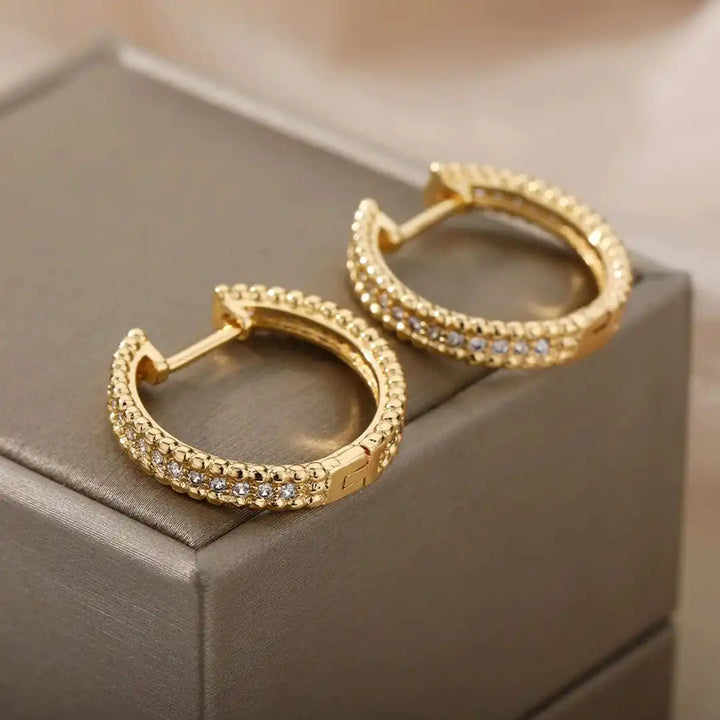 Crystal-Embellished Hoop Earrings