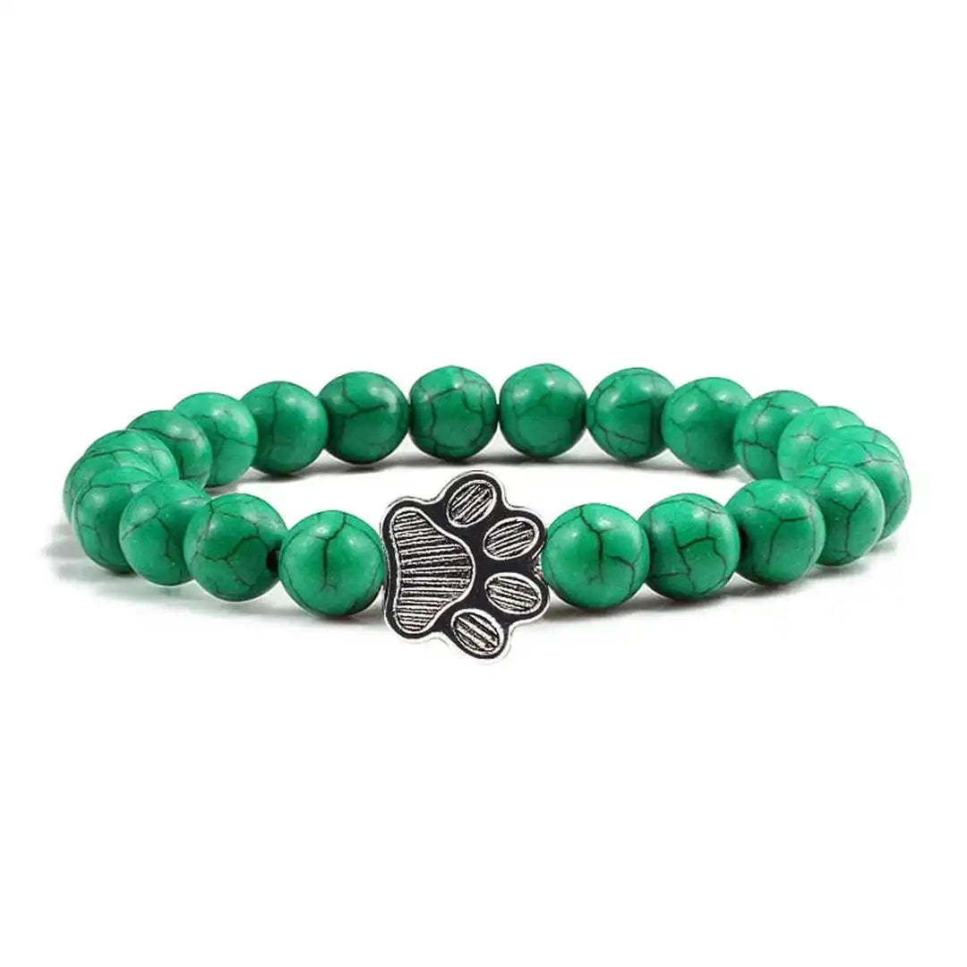 Beaded Paw Bracelet in Natural Stone Design