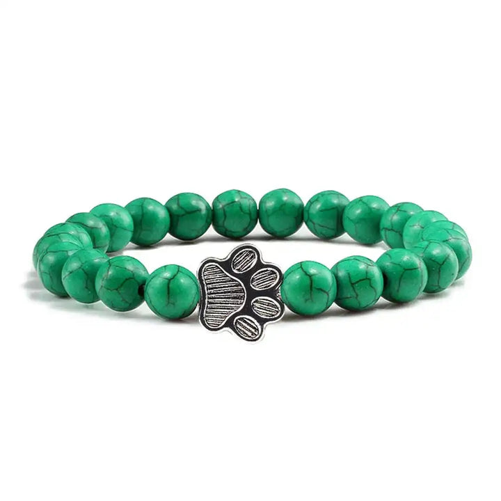 Beaded Paw Bracelet in Natural Stone Design