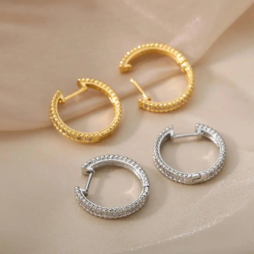Crystal-Embellished Hoop Earrings