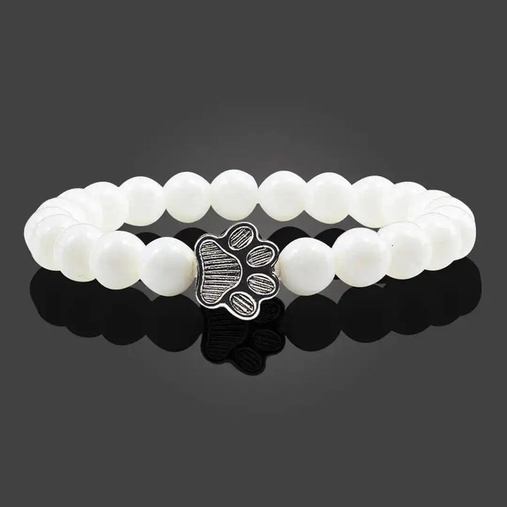 Beaded Paw Bracelet in Natural Stone Design