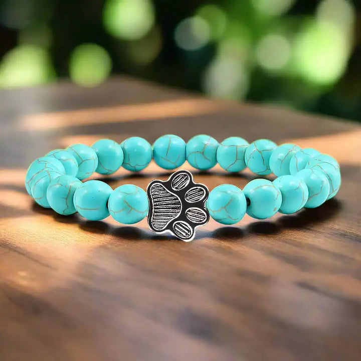 Beaded Paw Bracelet in Natural Stone Design