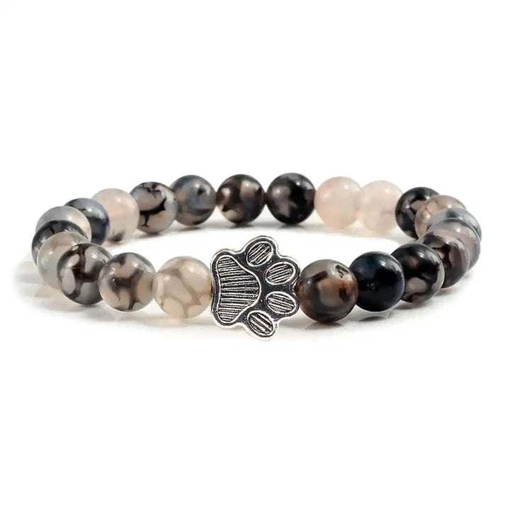Beaded Paw Bracelet in Natural Stone Design