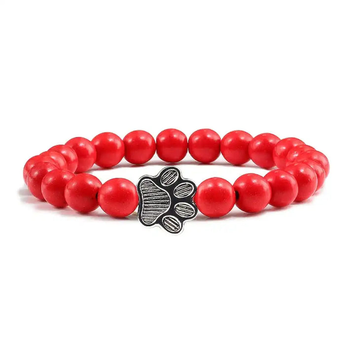 Beaded Paw Bracelet in Natural Stone Design