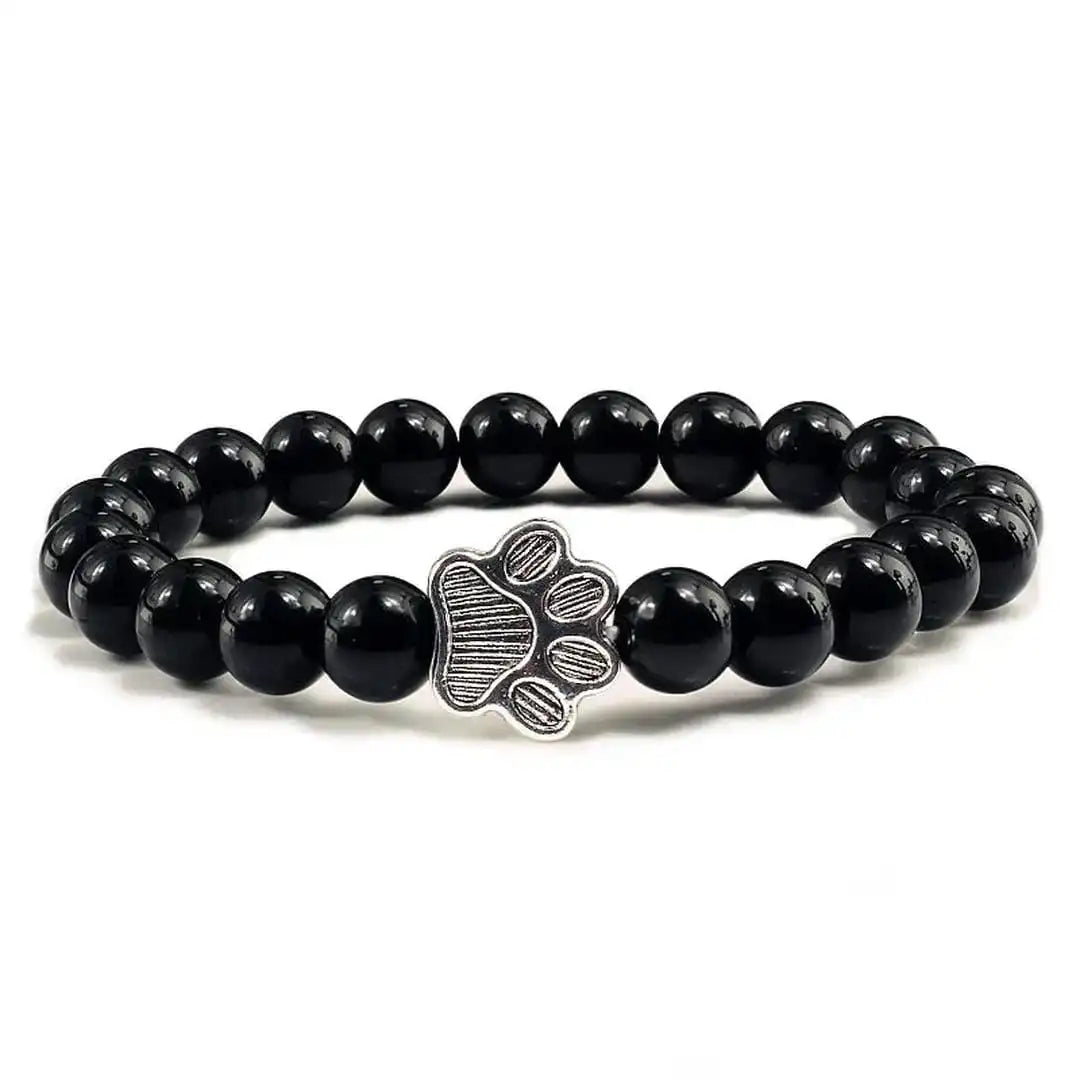 Beaded Paw Bracelet in Natural Stone Design