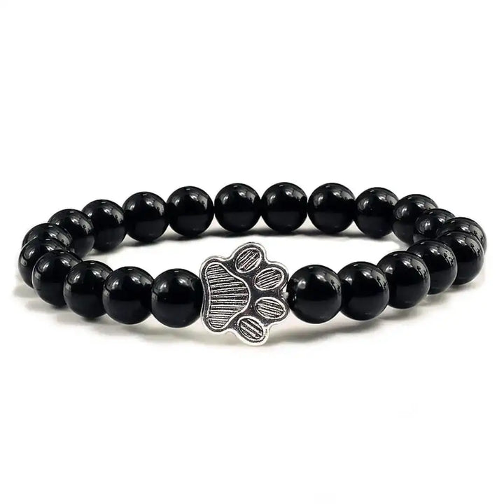 Beaded Paw Bracelet in Natural Stone Design