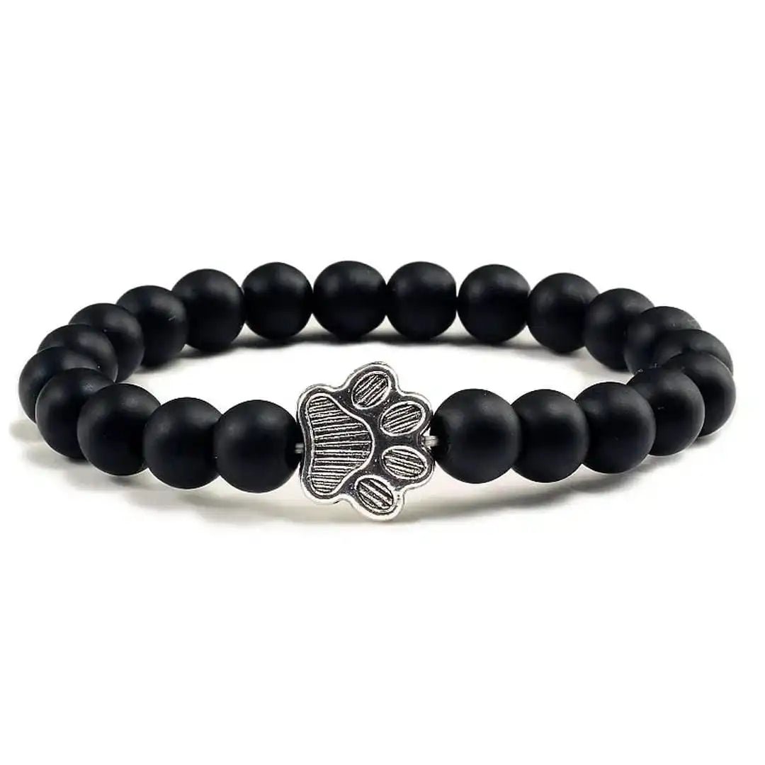 Beaded Paw Bracelet in Natural Stone Design