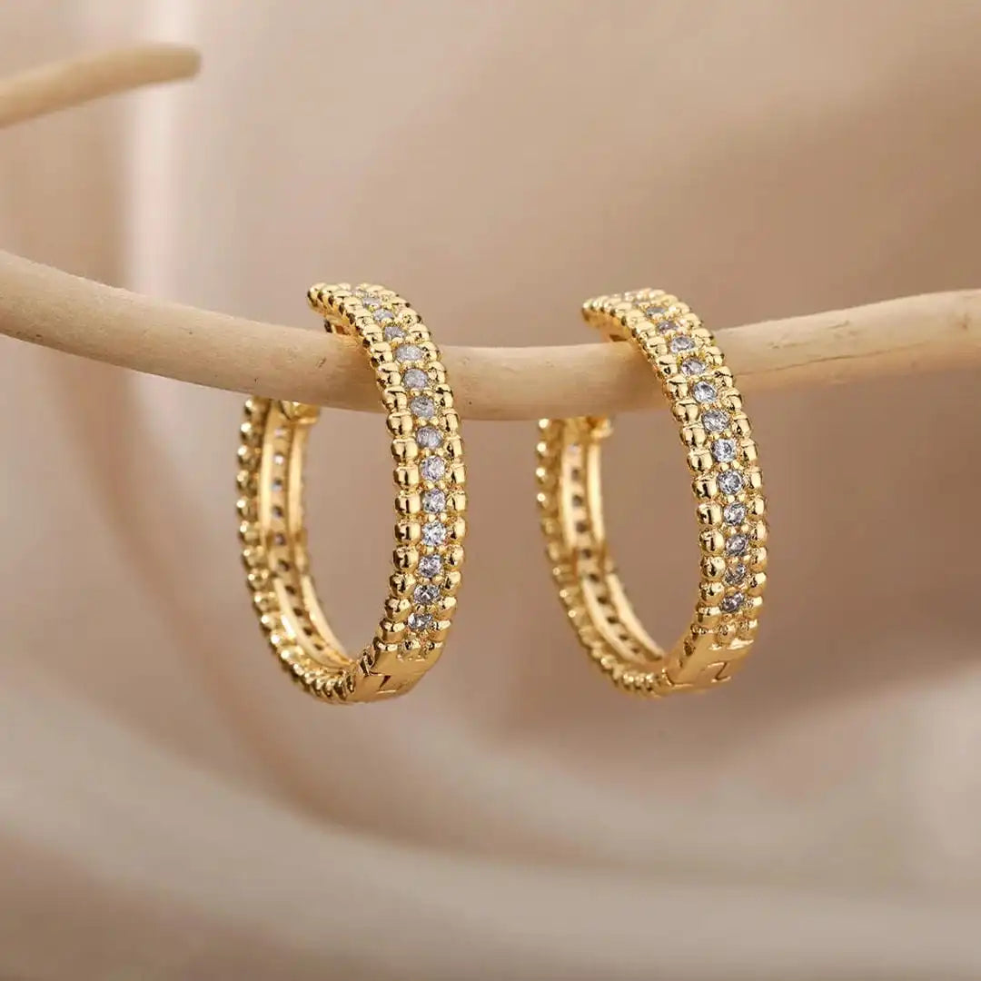 Crystal-Embellished Hoop Earrings