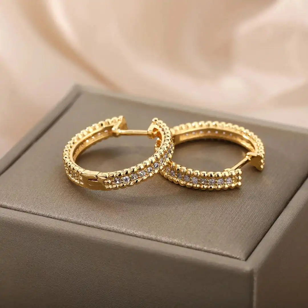 Crystal-Embellished Hoop Earrings