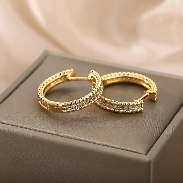 Crystal-Embellished Hoop Earrings