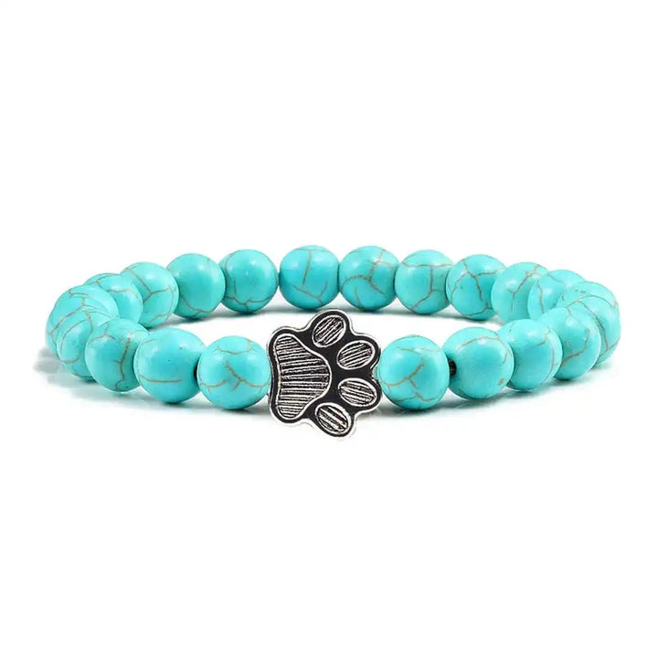 Beaded Paw Bracelet in Natural Stone Design