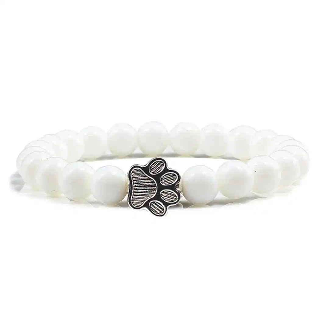 Beaded Paw Bracelet in Natural Stone Design