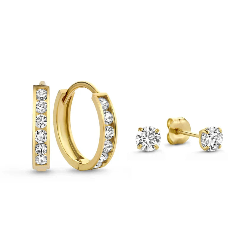 Dara Brillane Stone Earring Set | Gold