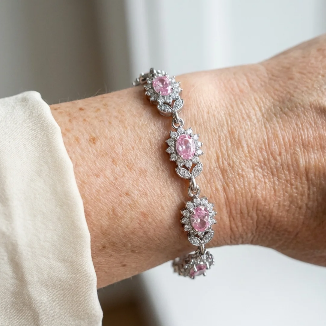 Elegant Intertwined Blossom Rosé Sapphire Bracelet