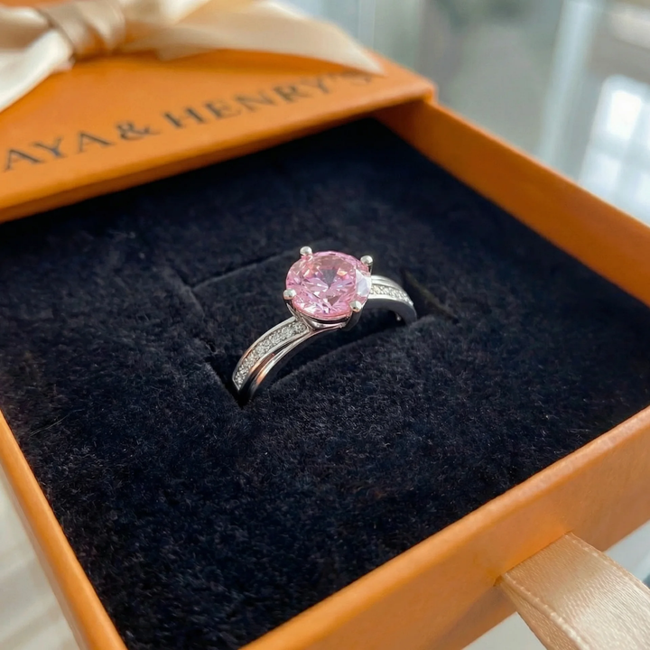 Moonstone pink contour ring | White gold