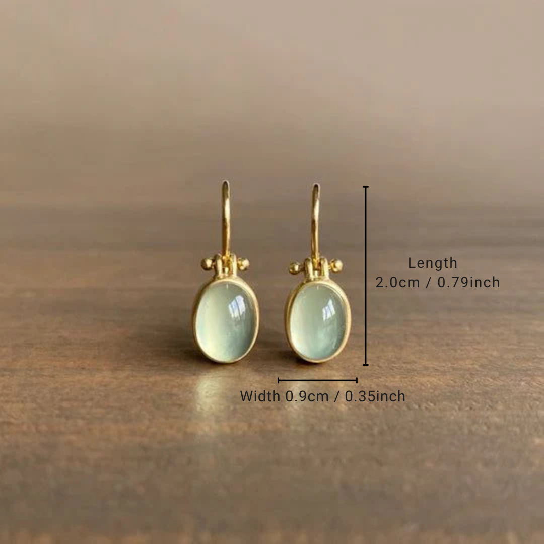 Vintage earrings with green moonstone