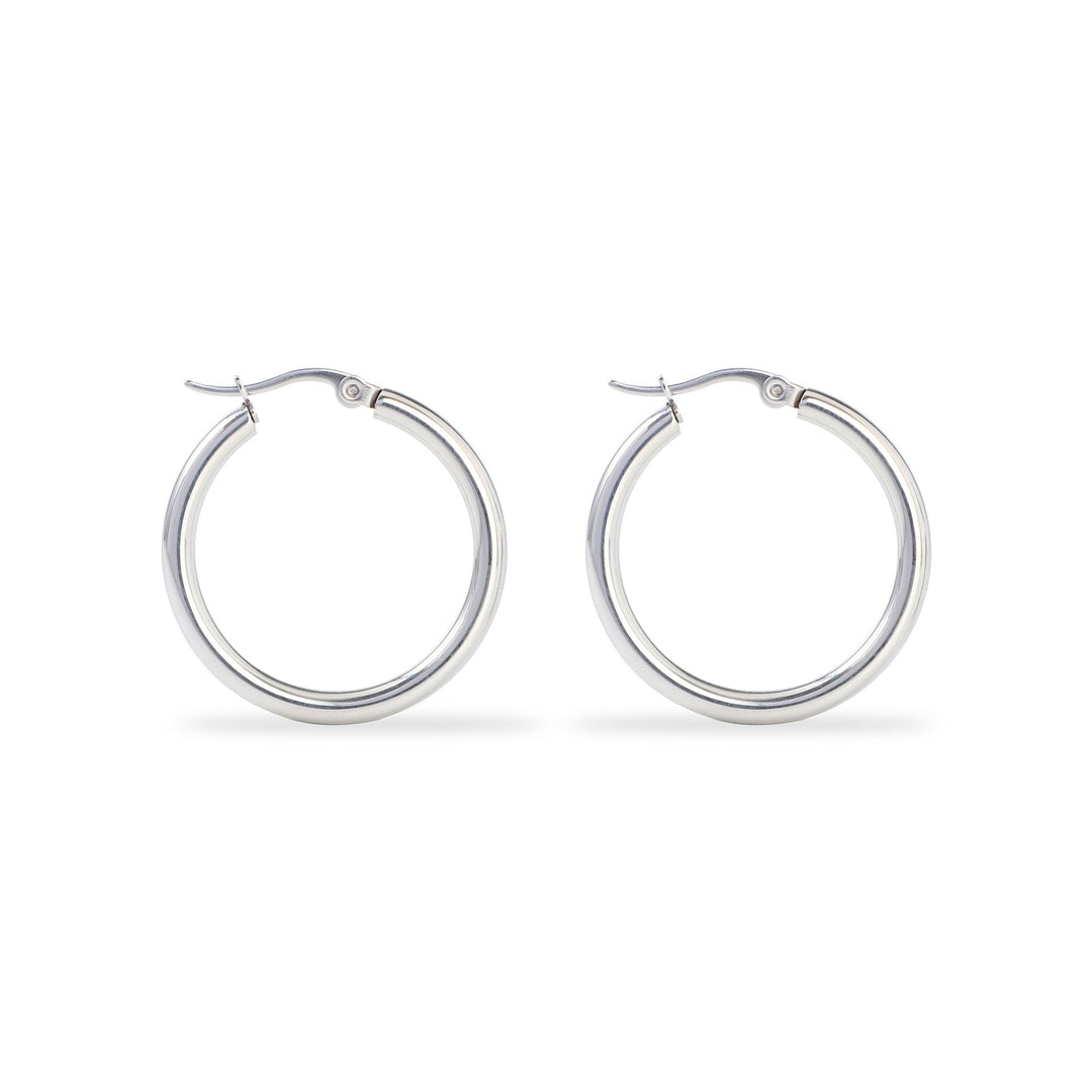 Classic Polished Silver Hoop Earrings - Haller