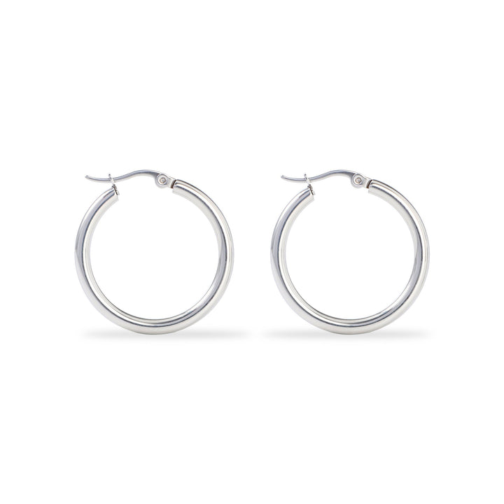 Classic Polished Silver Hoop Earrings - Haller