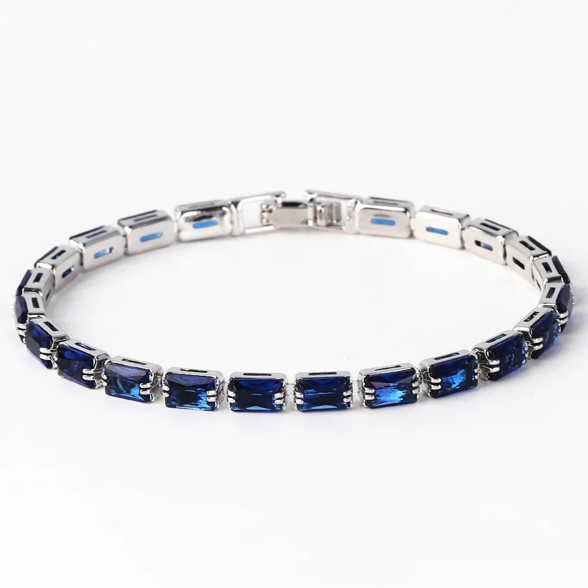 Modern Intertwined Sapphire and Silver Bracelet