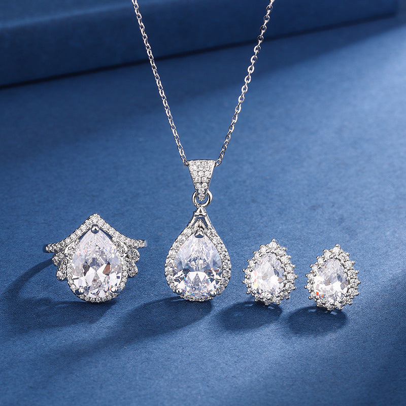 Aria White Drop Set | White Gold