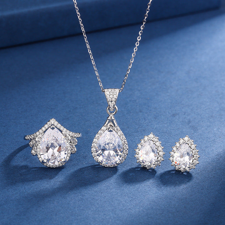 Aria White Drop Set | White Gold