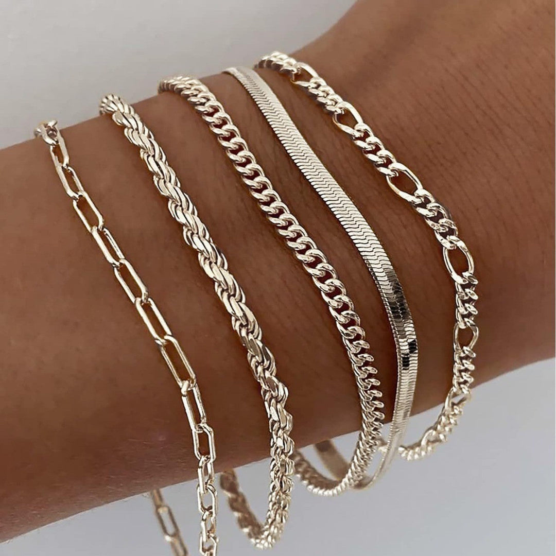 Gold Multi-Chain Bracelet Set - Layering Stack