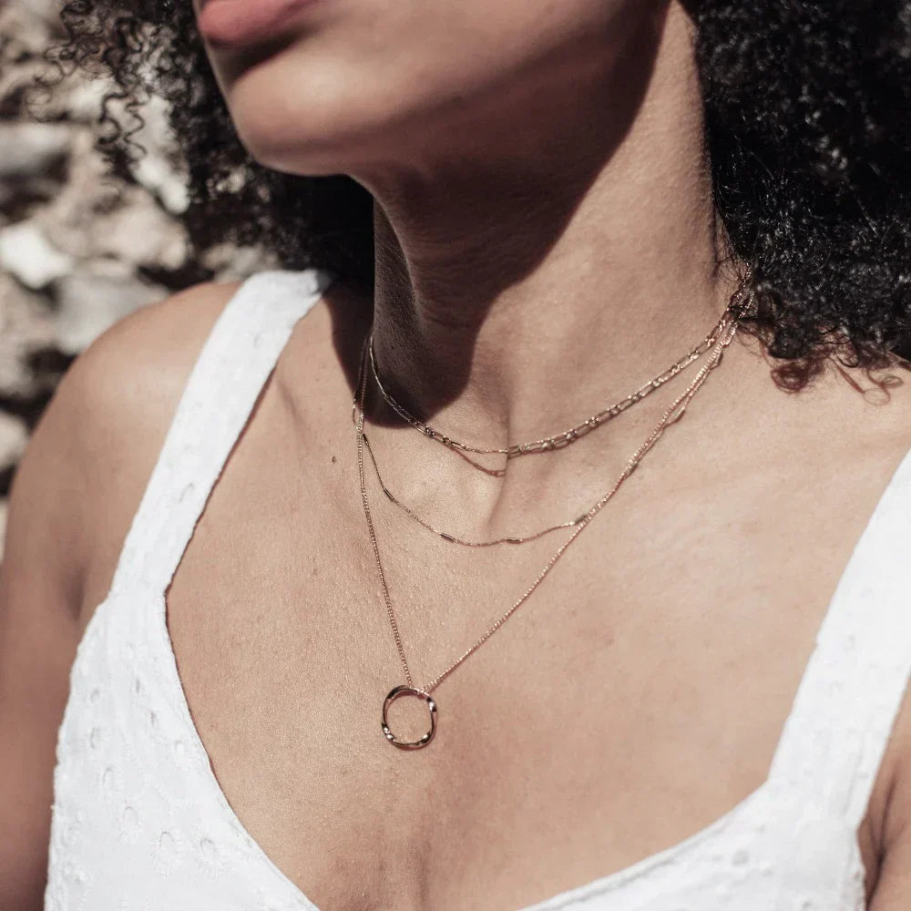 Open three-row circle necklace | Gold