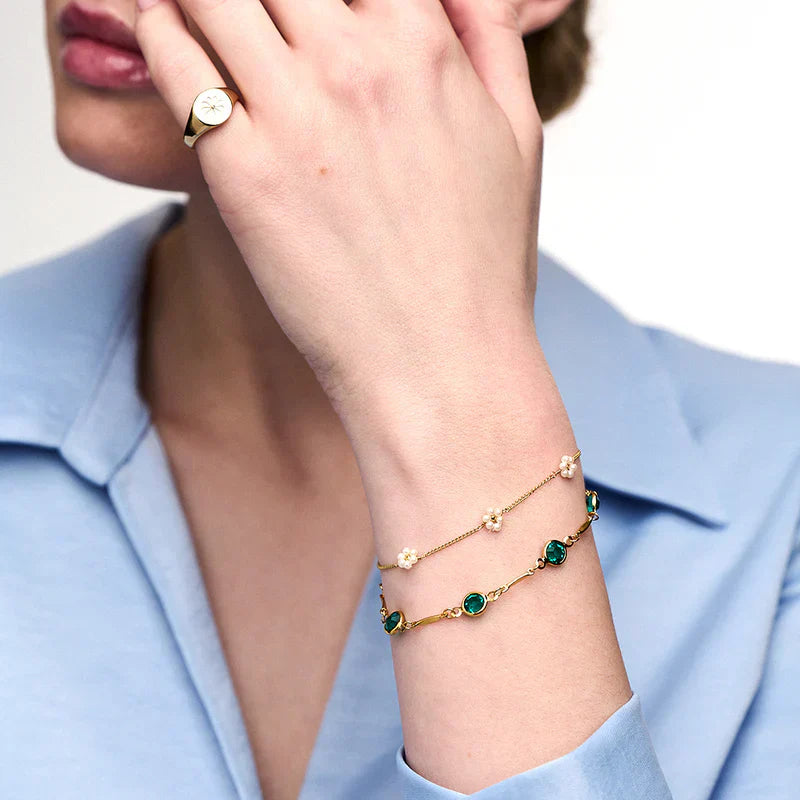 Emerald Link Bracelet | Gold