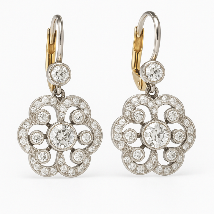 Retro Mandala Earrings with Crystal