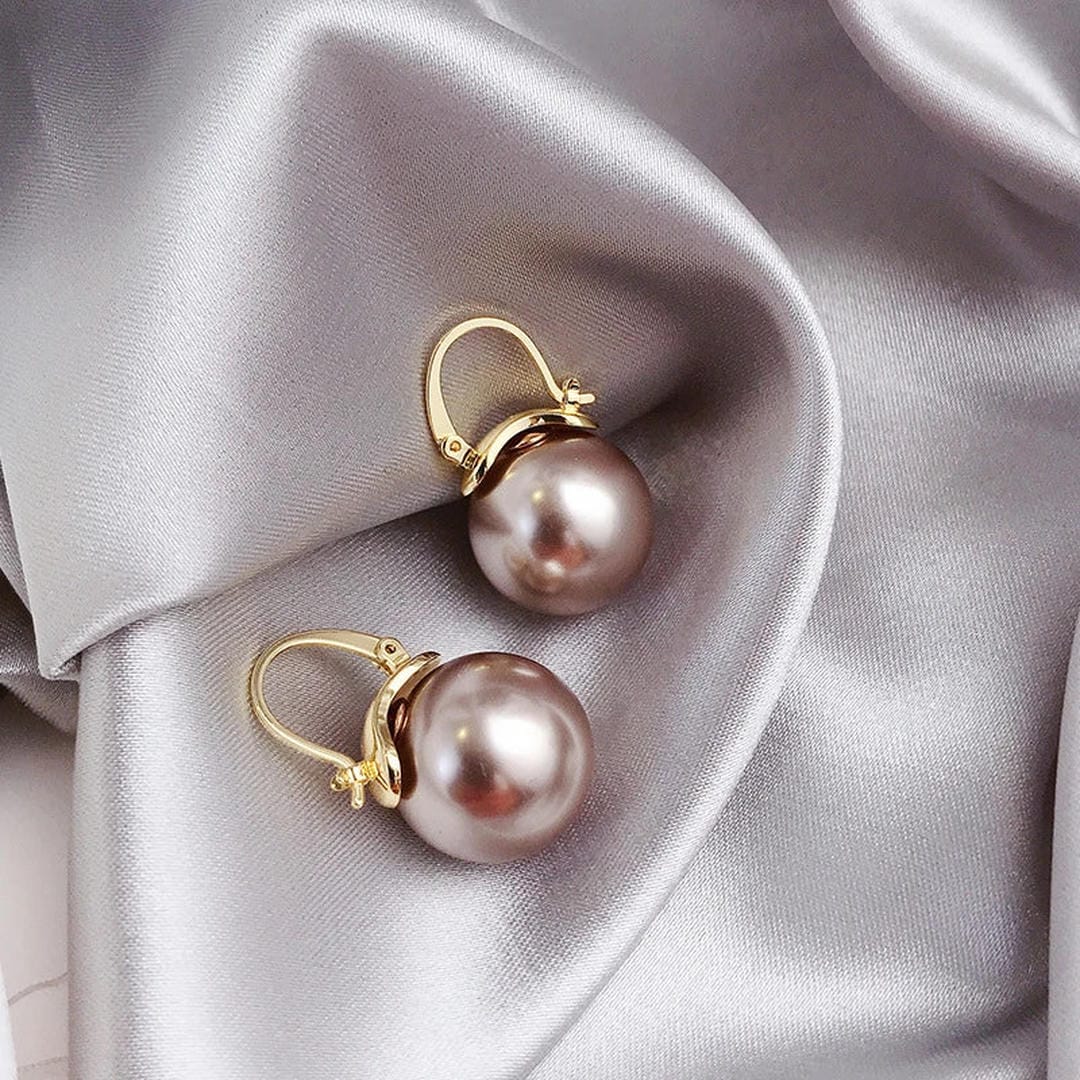 Thick Gold Pearl Earrings