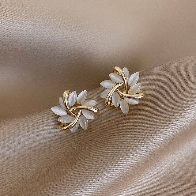 Sonja Luxe Earrings with White Opal